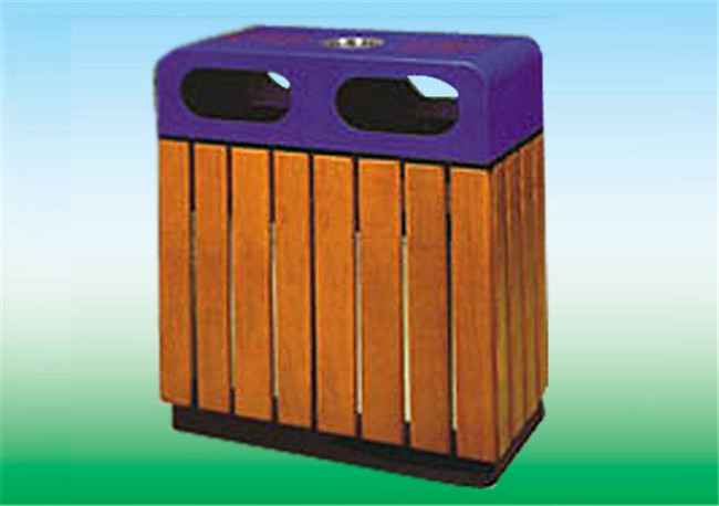 钢木垃圾桶：LK-12628