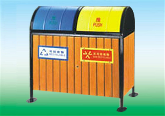钢木垃圾桶：LK-12688