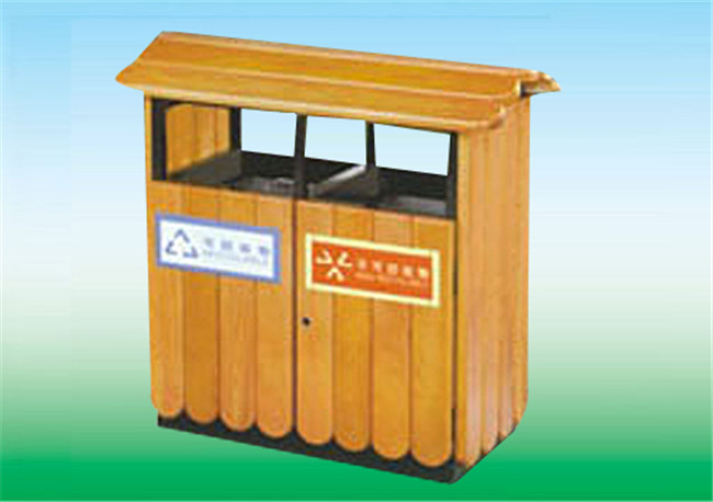 钢木垃圾桶：LK-12788