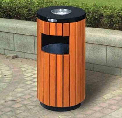 钢木垃圾桶：LK-18358